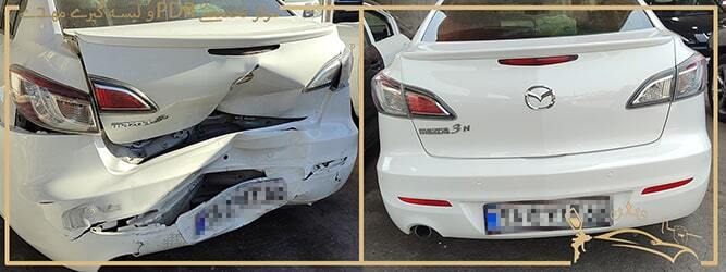 قبل و بعد صافکاری pdr صندوق عقب مزدا 3